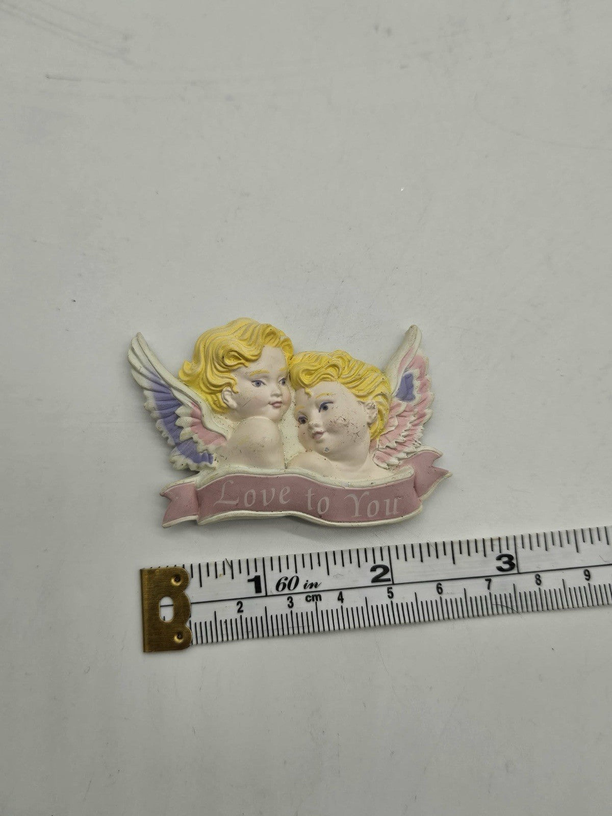 Vintage Cherub Baby Angels Magnet Rubber Fridge Magnet Pair of Angels