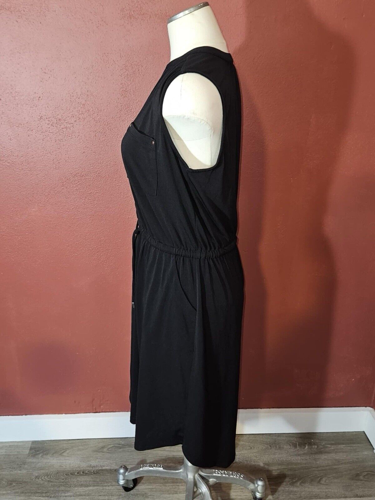 Women's Apt 9 Sleeveless V-Neck Casual Black Chiffon Dress Size M WCLTH
