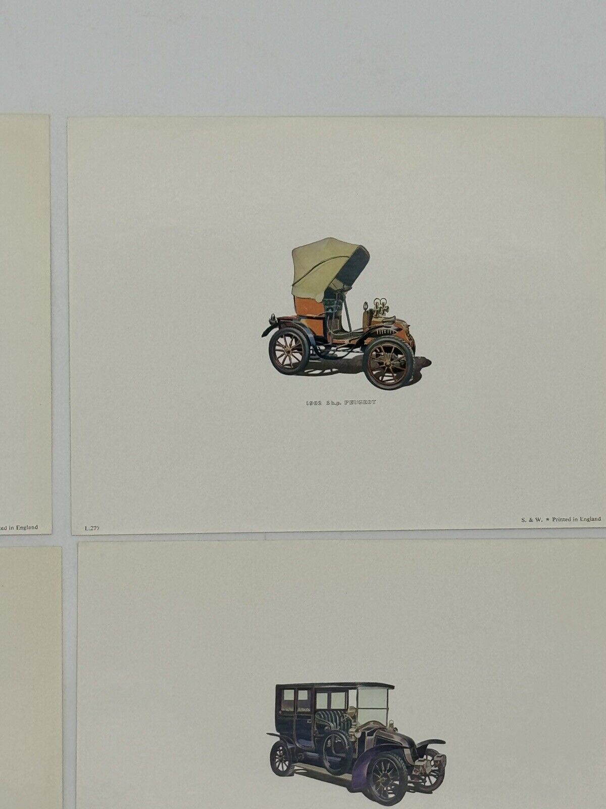 4 Vintage 1958 England Art Prints ~ Early 1900s Autos by Frederick Elmiger