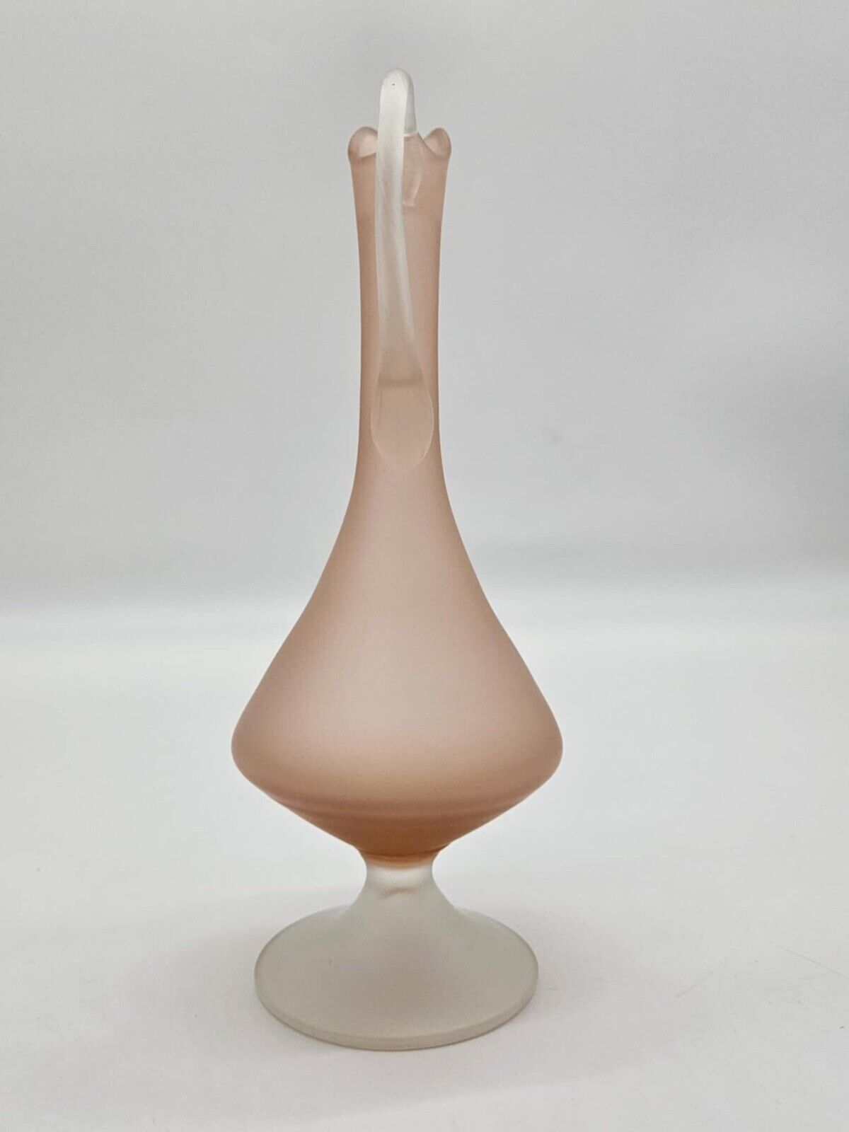 Vintage Pink Pastel Frosted Glass Vase Jug Mid Century Design Empoli VHD