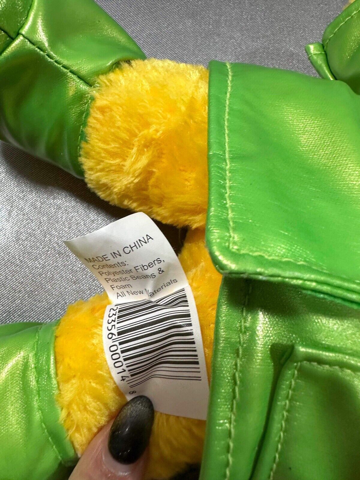 Cute Little Vintage Plush Duck In Green Raincoat W/ With Carot in Pocket VTY