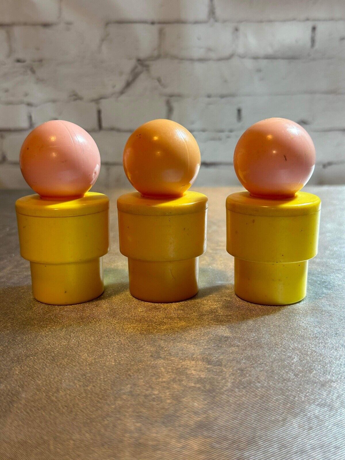 3 Vintage 1970’s Fisher Price Little People Jumbo Yellow Figures 3 1/2" VTY