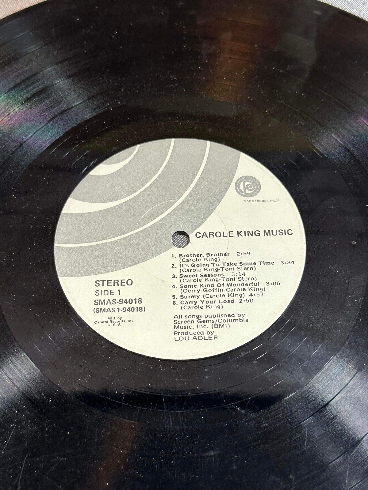 CAROLE KING MUSIC (VG) SP-77013 LP VINYL RECORD