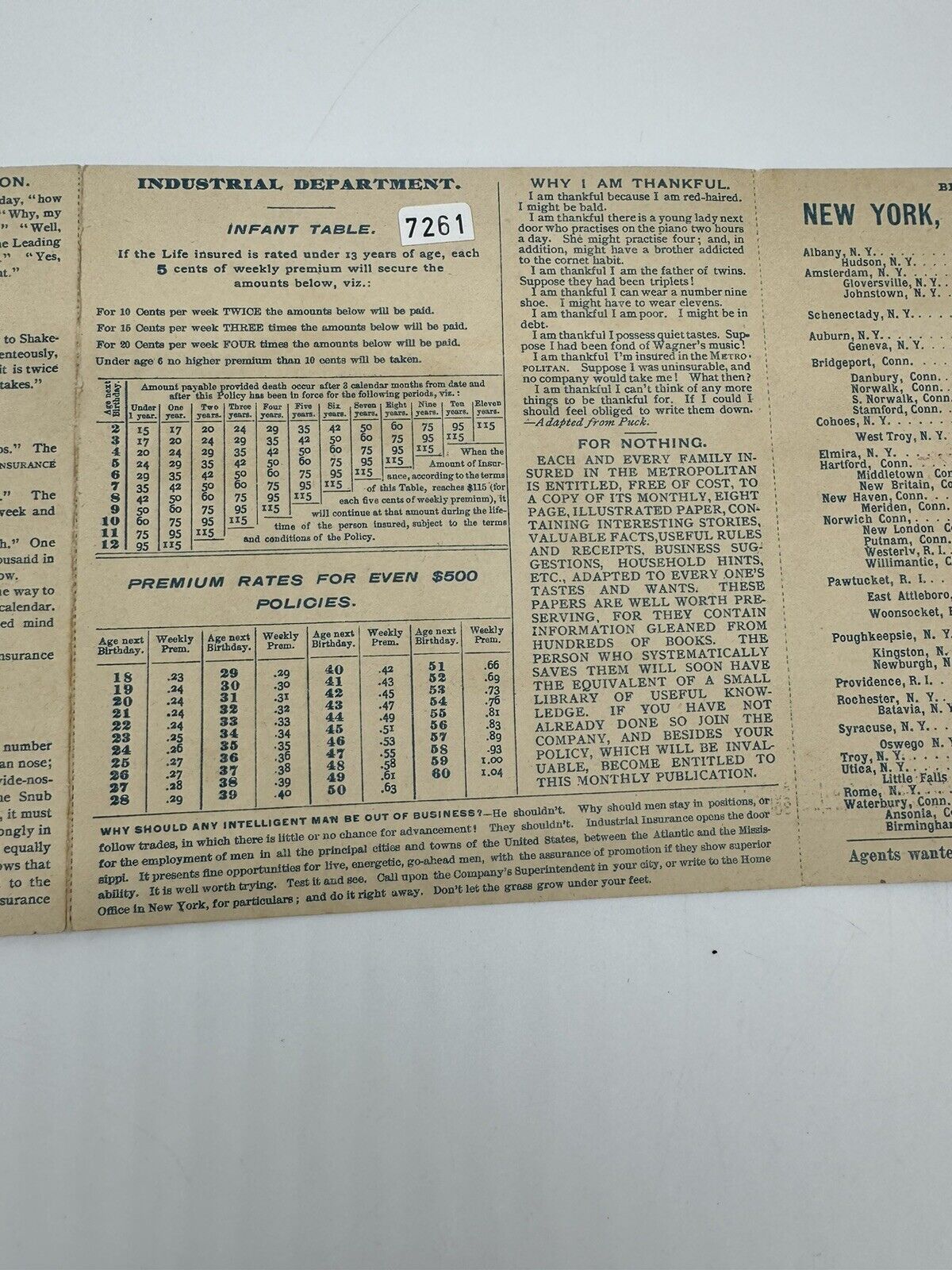 Antique VTG 1893 Calendar - THE METROPOLITAN LIFE INSURANCE CO  **MINT**