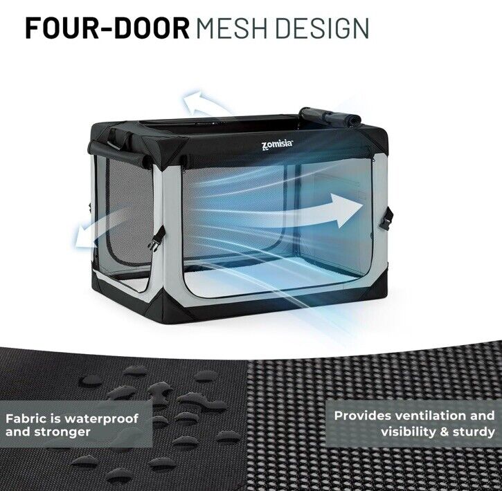 ZOMISIA Collapsible Dog Crate for Medium Dogs - Portable Dog Travel Crate Sof...