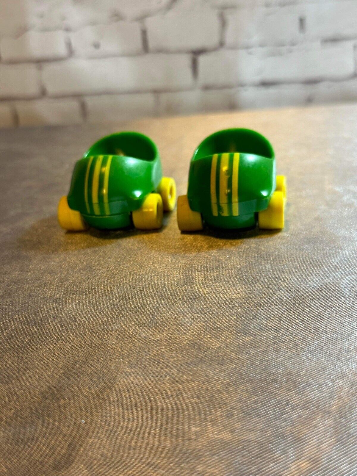 2 Vintage Green w/ Yellow Stripes & Tires SMALLL Tonka Cars 2.25" x 2"x 1.5" VTY