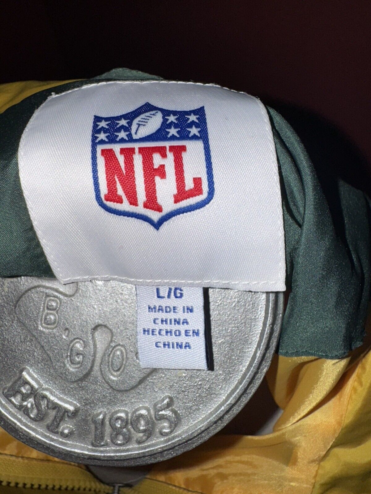 Official NFL Green Bay Packers Track Jacket / Wind Breaker ~ Yellow ~ Size Large