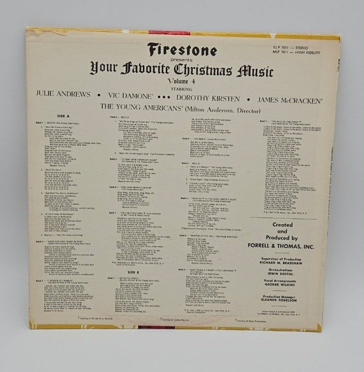 Firestone Presents Your Favorite Christmas Music Volume 4 LP Vinyl Record Album