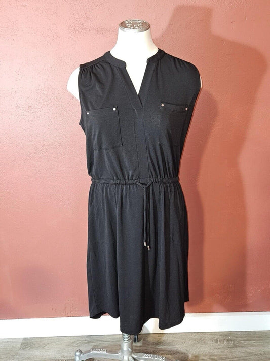 Women's Apt 9 Sleeveless V-Neck Casual Black Chiffon Dress Size M WCLTH