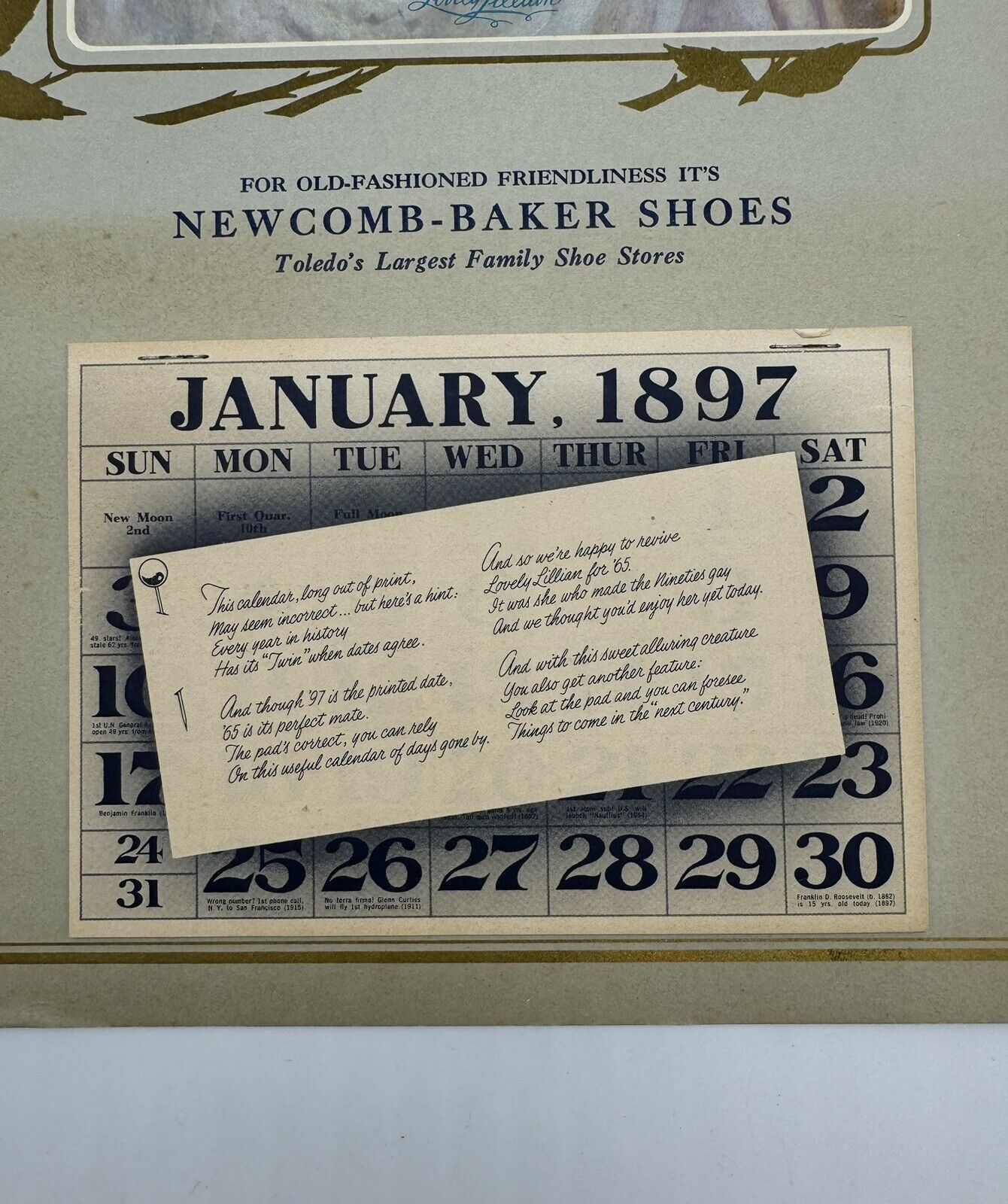 Antique Advertising Calendar, 1897 SURPLUS CITY U.S.A. Las Cruces, New Mexico MB