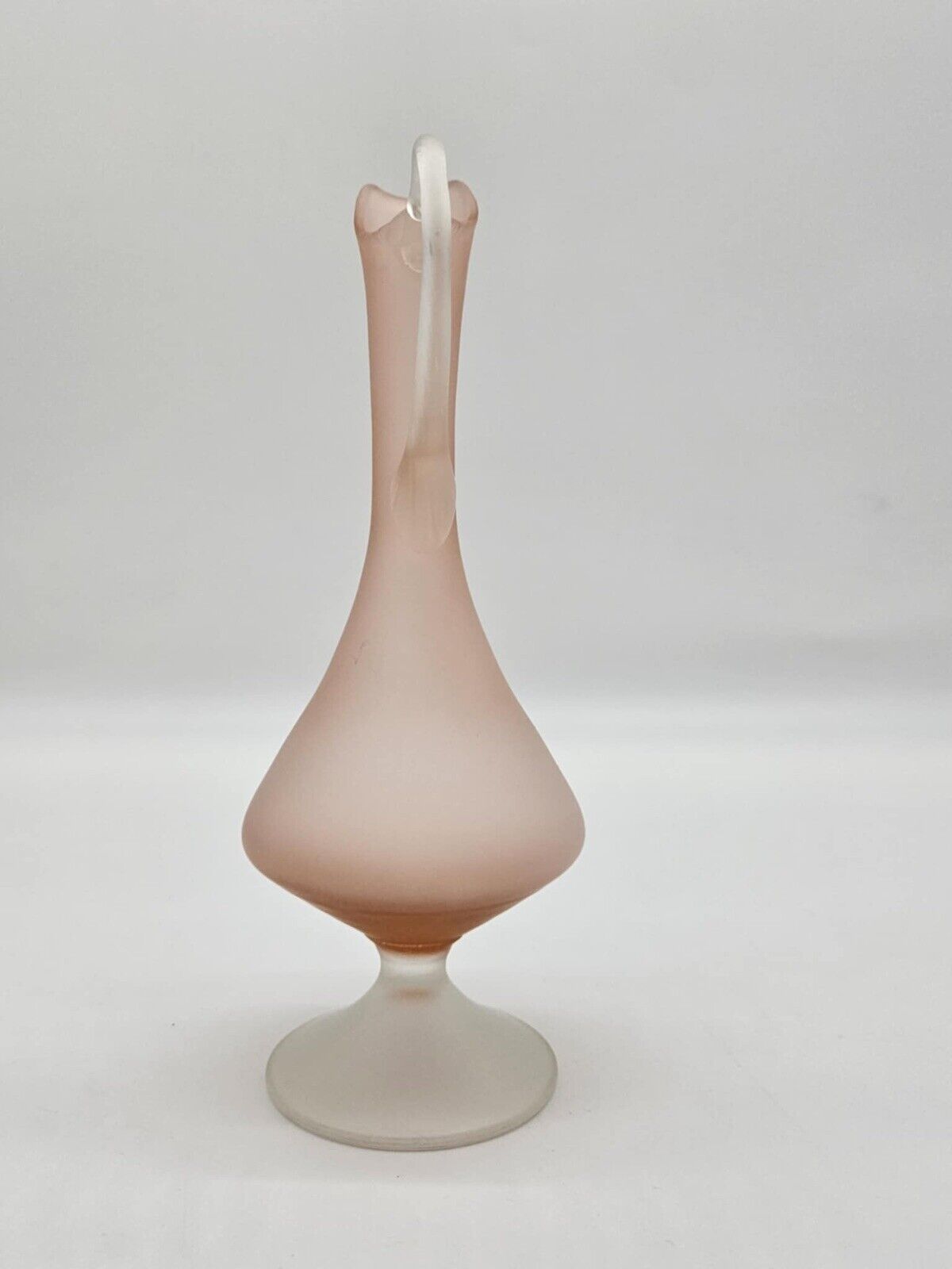 Vintage Pink Pastel Frosted Glass Vase Jug Mid Century Design Empoli VHD