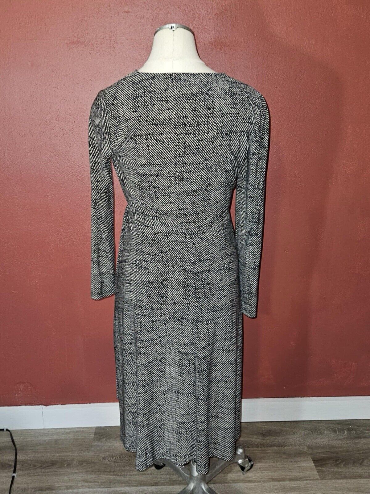Chap’s Long Steve Slimming Printed Dress Black/White Size S WCLTH