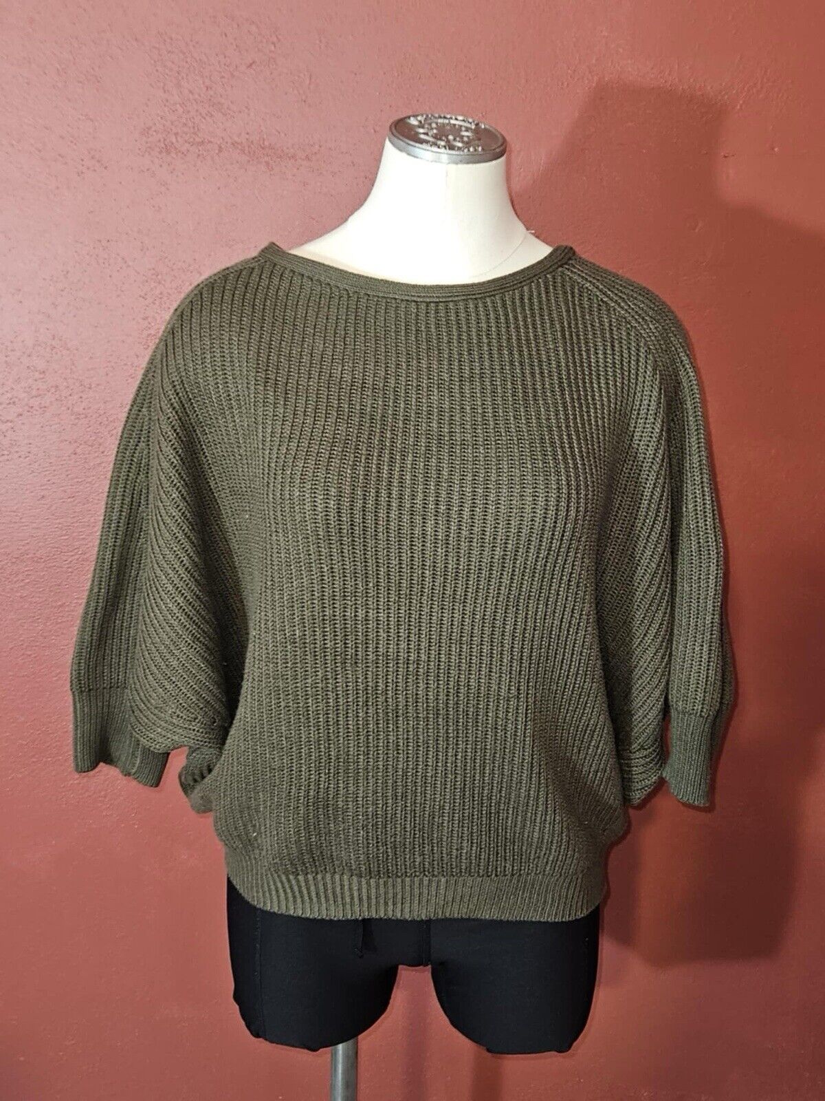 Chico's Women's 0 Green Wool Blend Pullover Sweater dolman sleeve