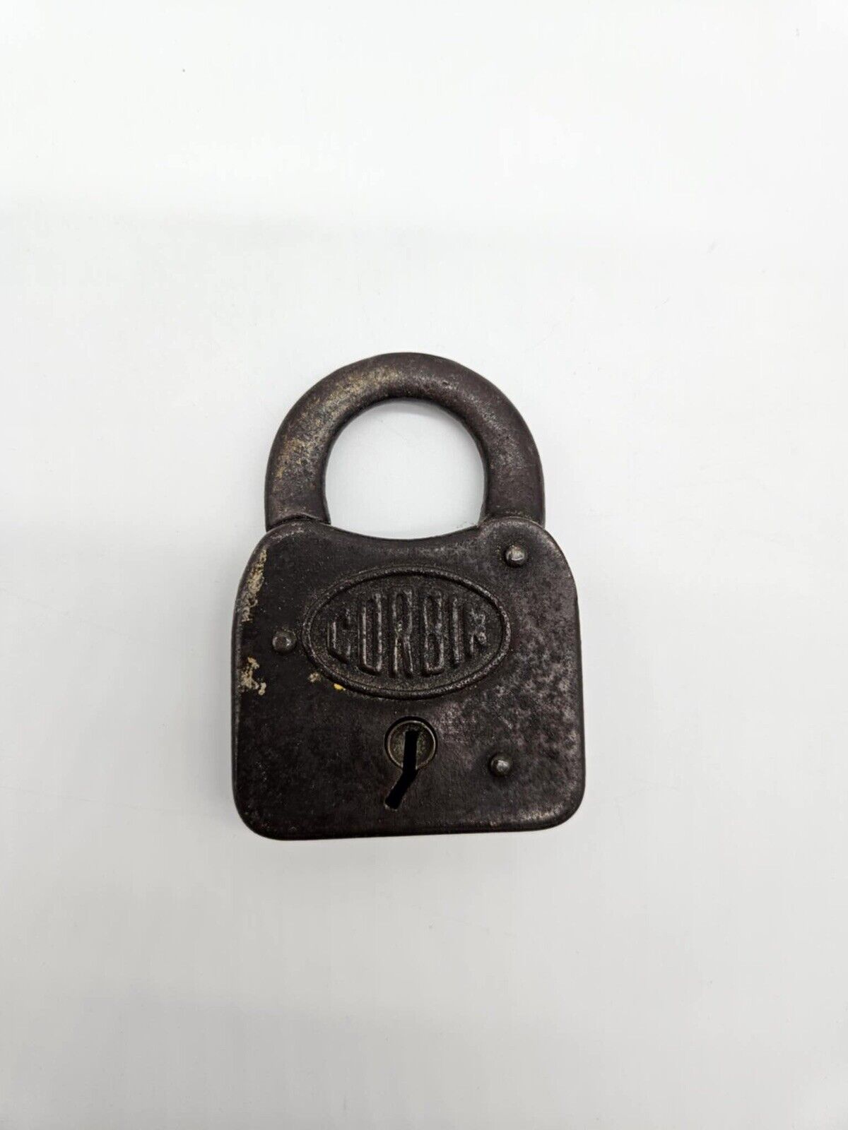 Antique Padlock Corbin Cabinet Lock Co USA Hardened Steel with Original Key