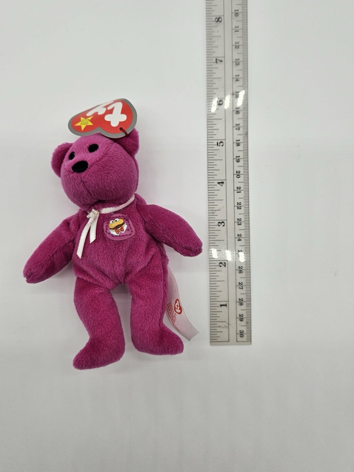 Ty Teenie Beanie Babies Burger The Bear 25th Anniversary McDonald 2004 Pink #2
