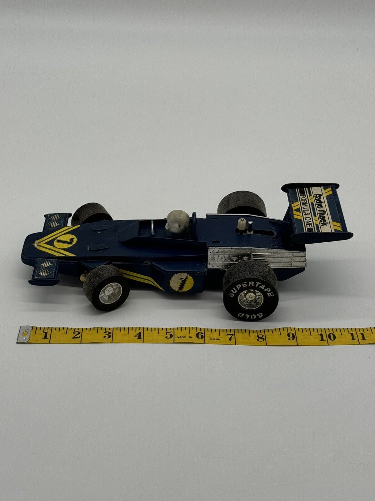 VINTAGE RADIO SHACK #7 FORMULA 1 BLUE TOY ROAD RACE CAR 11 1/4” VTY 005