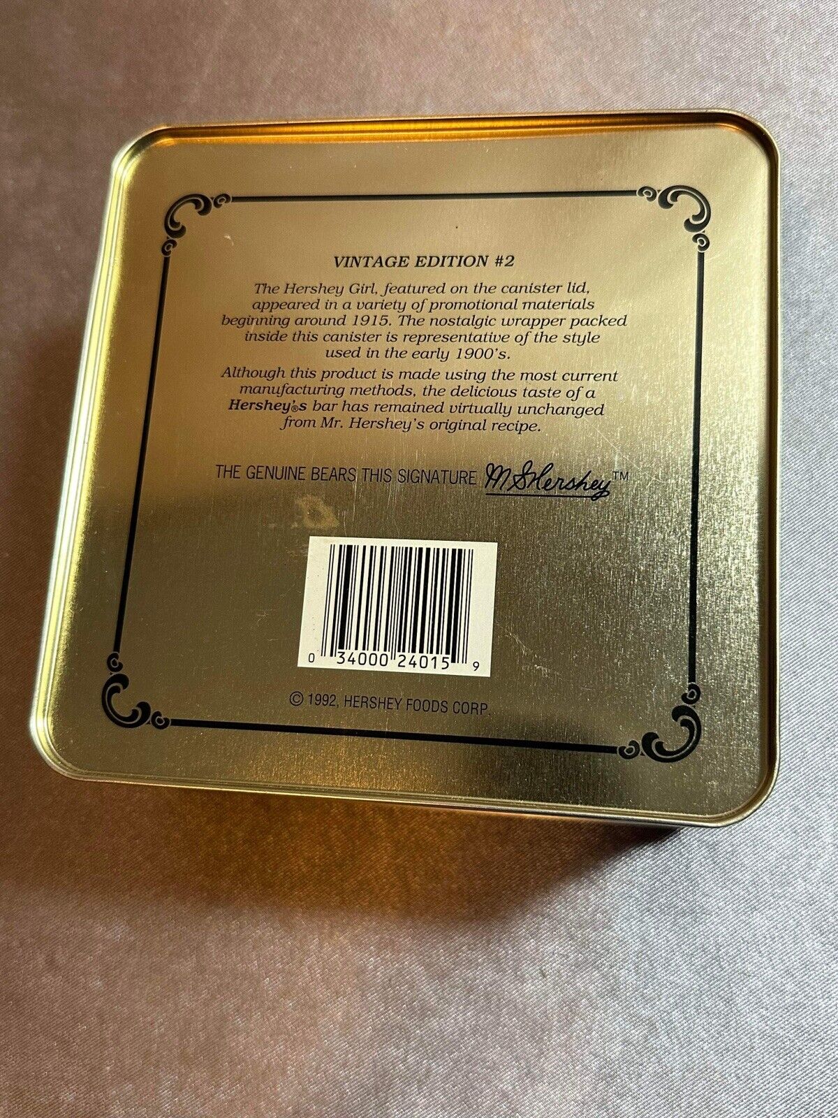 HERSHEY’S PURE MILK CHOCOLATE Vintage Edition #2 Collectible Tin 1992 CHM TNO