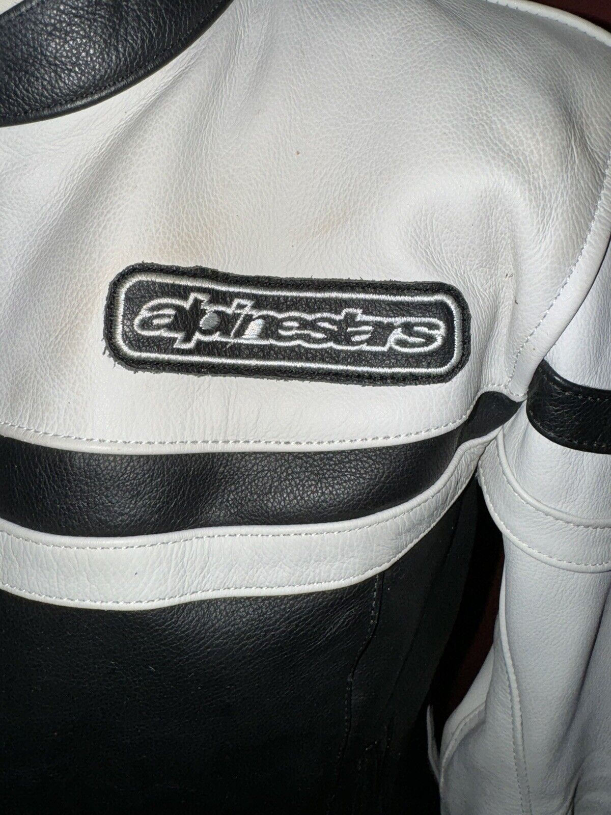 Alpinestars Stella Womens White/Black Leather Motorcycle Jacket ~ Sz Small