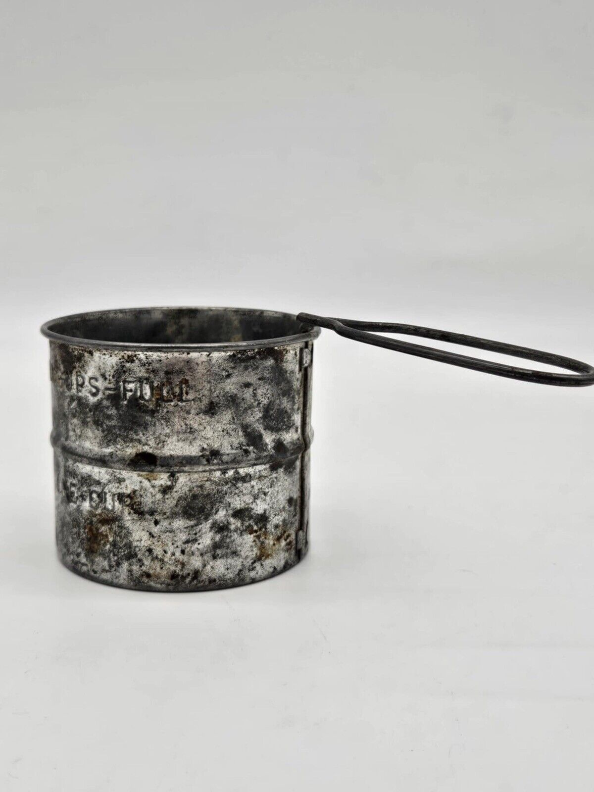 Vintage Swing Arm Flour Sifter Two Cups-Full One Cup, Rustic Metal