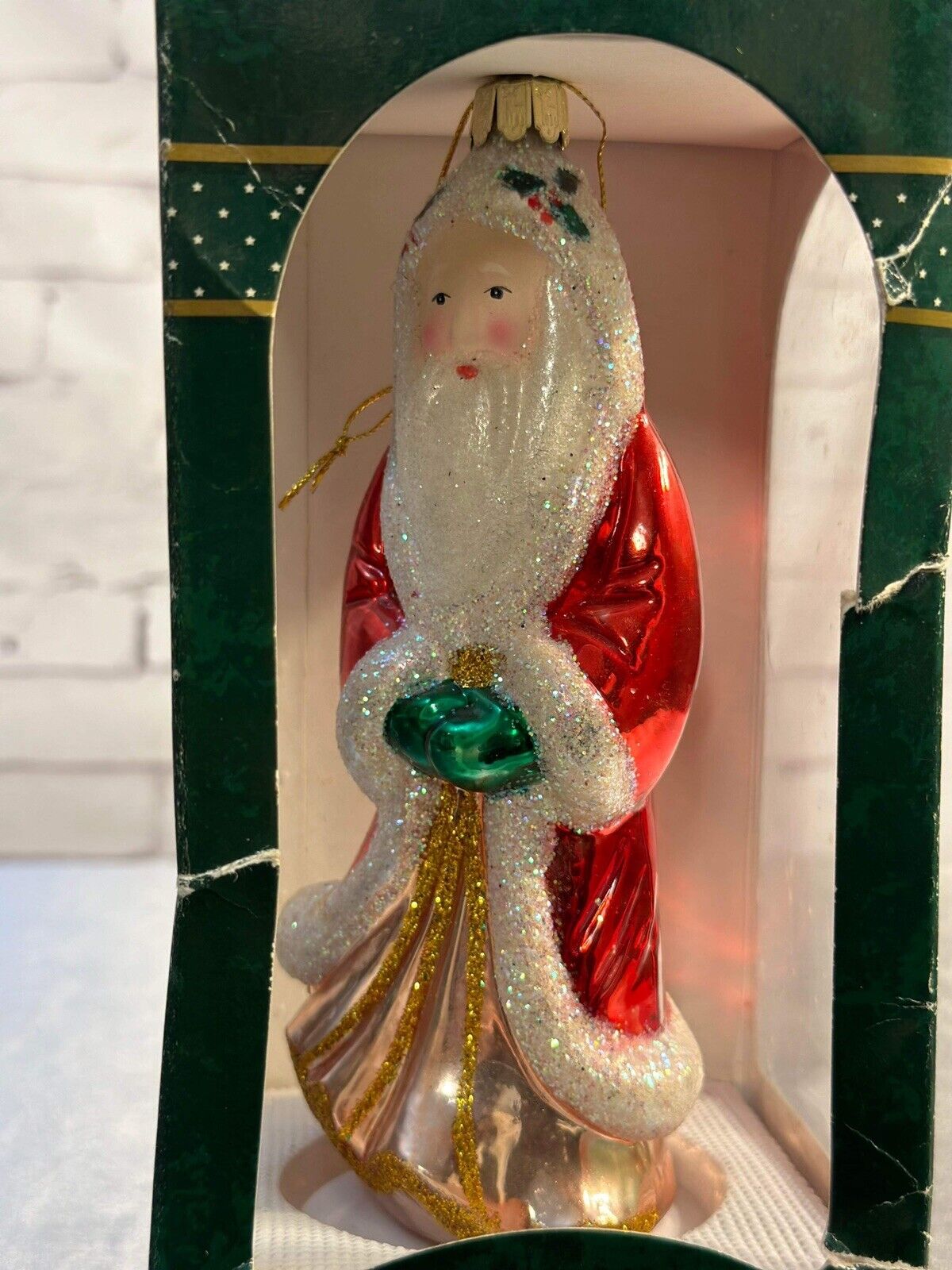 Santa’s Best European Style Glass Santa Claus Christmas Ornament Vintage TNO