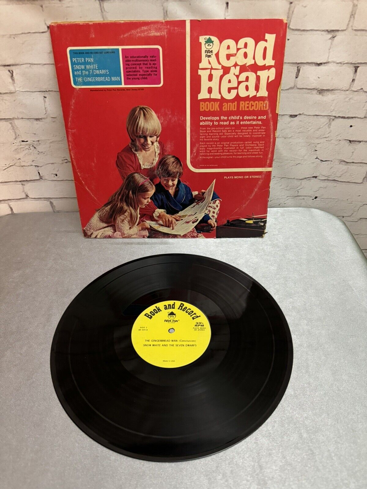 Peter Pan, Snow White, Gingerbread Man Vinyl LP Book & Record Peter Pan BR 504