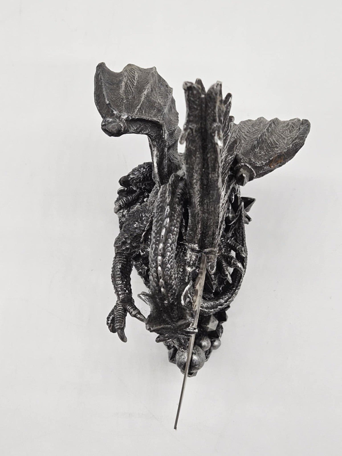 Large Dreamwork Fantasy Obsidian Dragon Statue With Fire Dagger Letter Opener