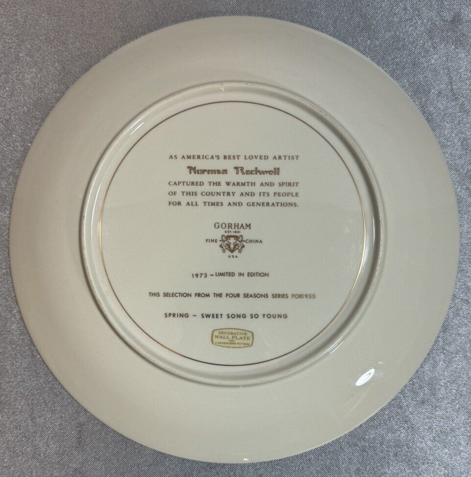 Norman Rockwell 1973 Limited Edition Spring Sweet Song So Young 10.5" Plate VHD