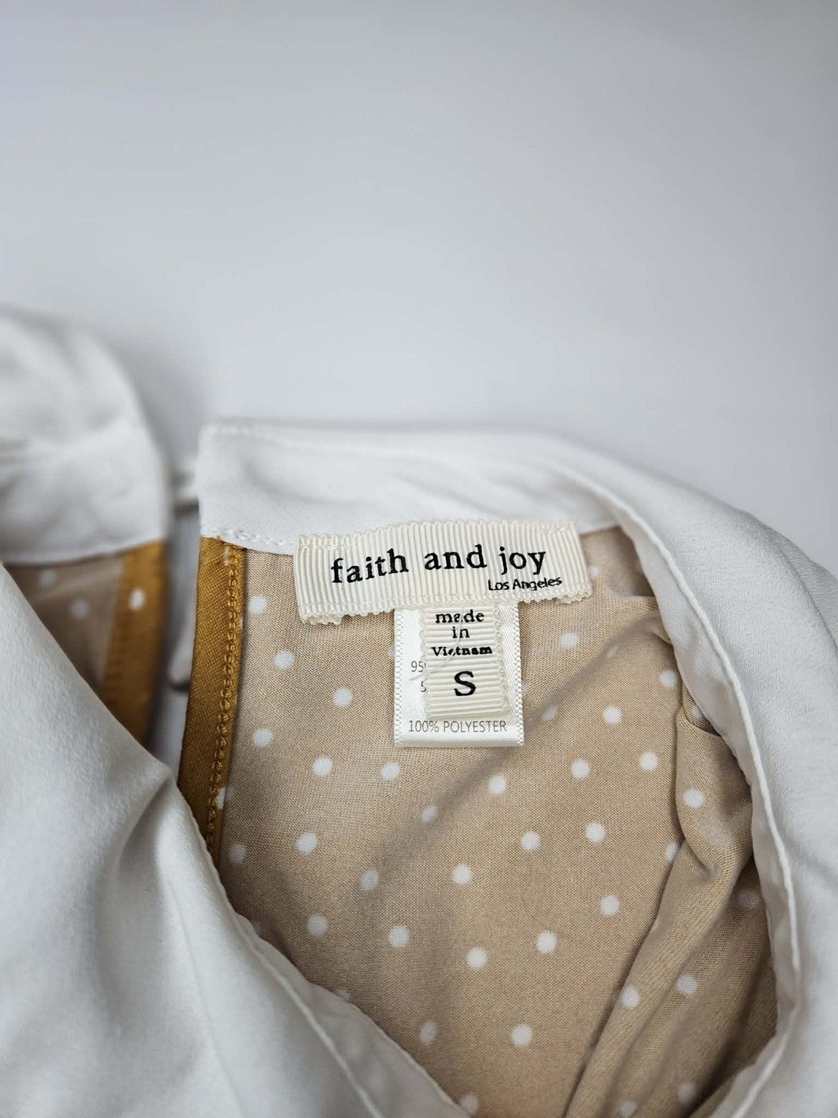 Faith and Joy Mustard Polka Dot Collared Blouse Size S