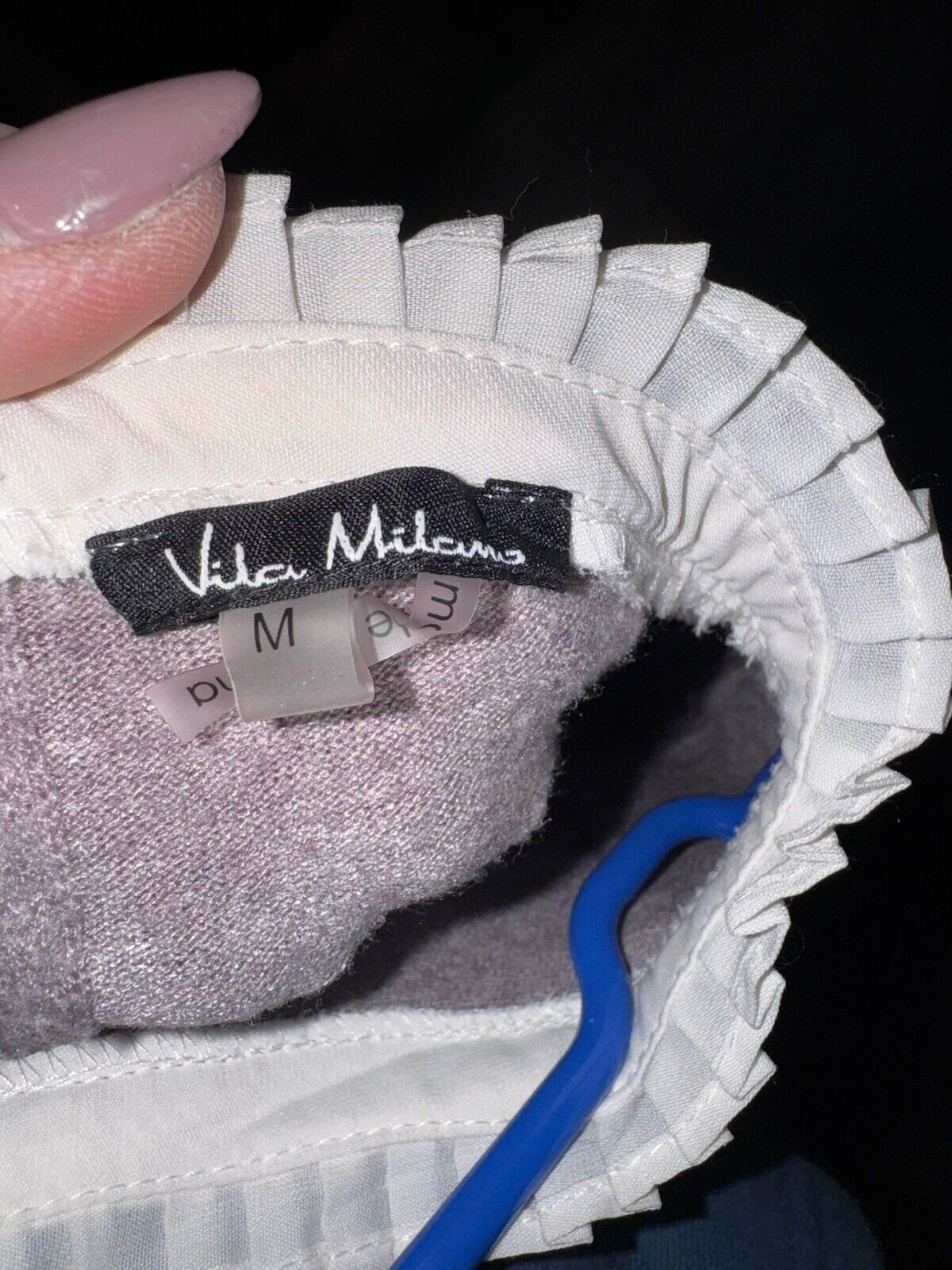 Vila Milano Pullover Sweater ~ White Ruffle Collar & Sleeves ~ Sz M