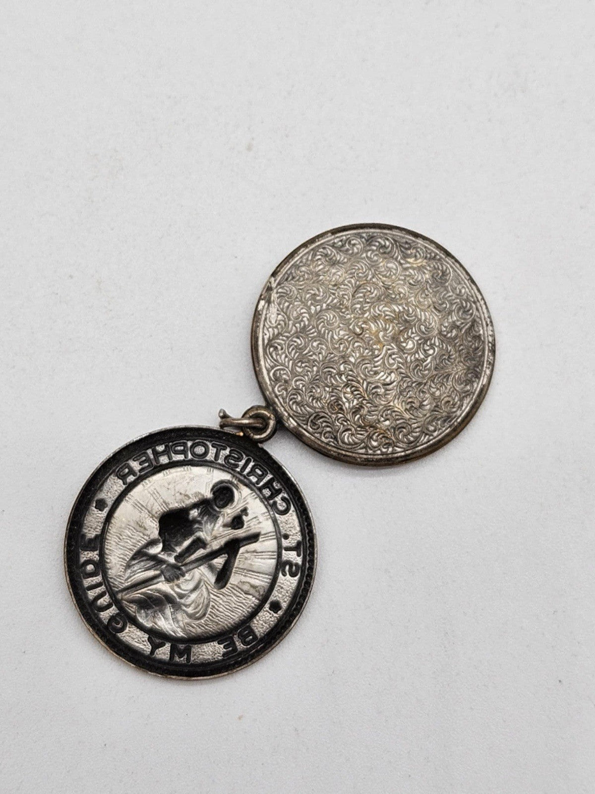 Vintage Sterling St Christopher Medal M De Jean Sterling