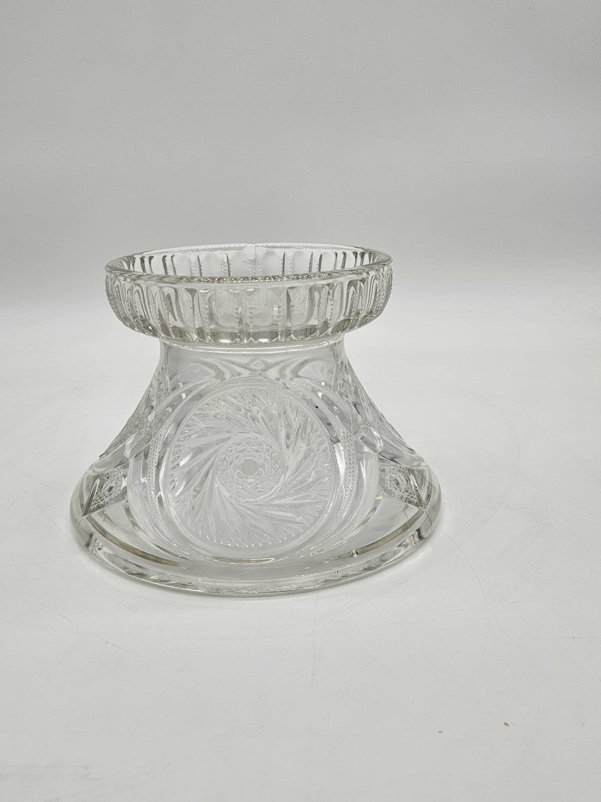 Pressed And Cut Clear Glass 5 3/4 x 9” Pedestal Rose Floating Votive Fruit Bowl
