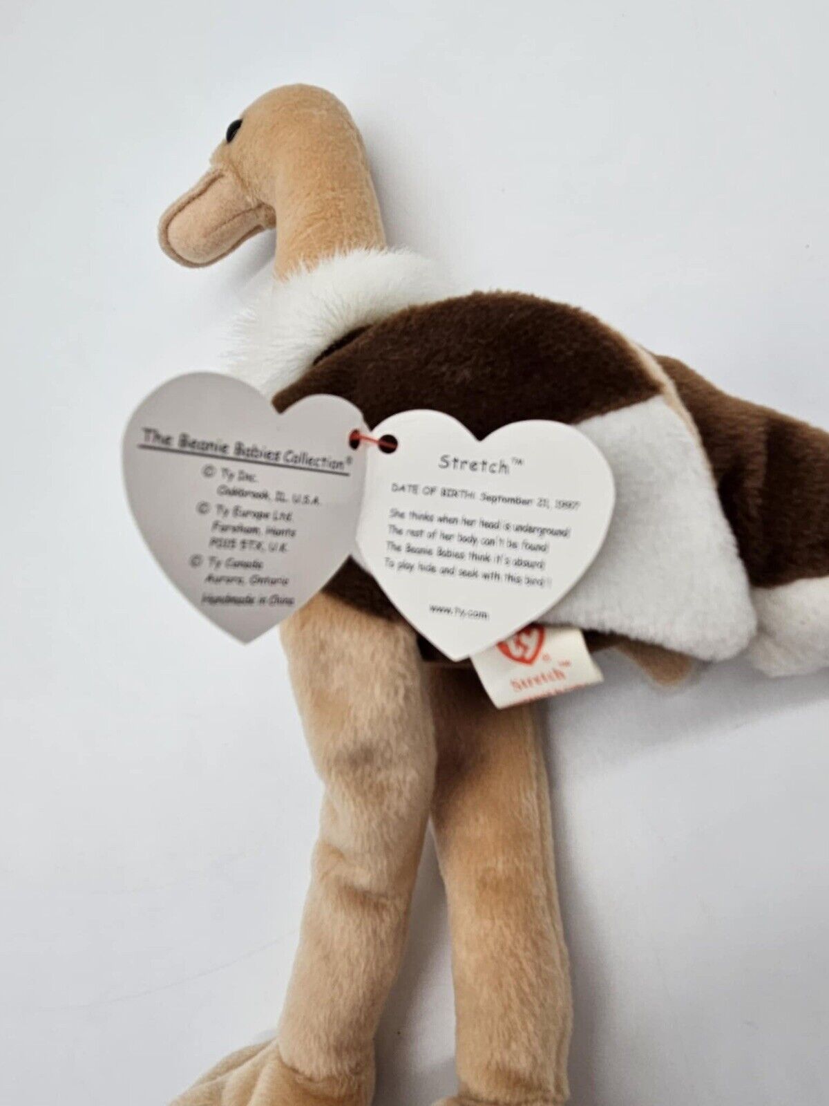 Ostrich TY Beanie Baby "Stretch" 1997 Retired 11" Plush Tan Brown Bird w/ TAG