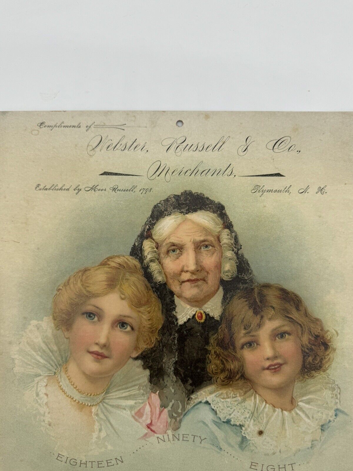 1887 Scotts Palister. Pussell & Co. Calendar Grandmother w/ Children advertising