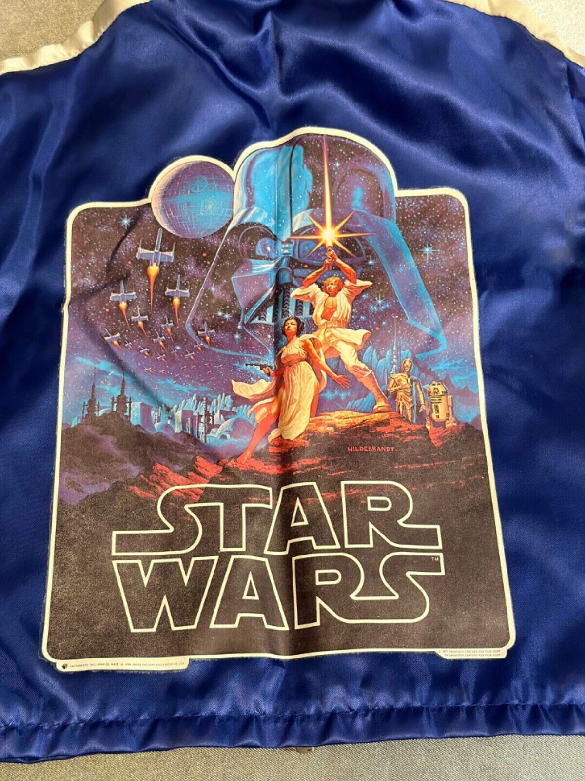 Vintage Original Childs Star Wars BL & WHT Satin Jacket - Very Rare VCTY