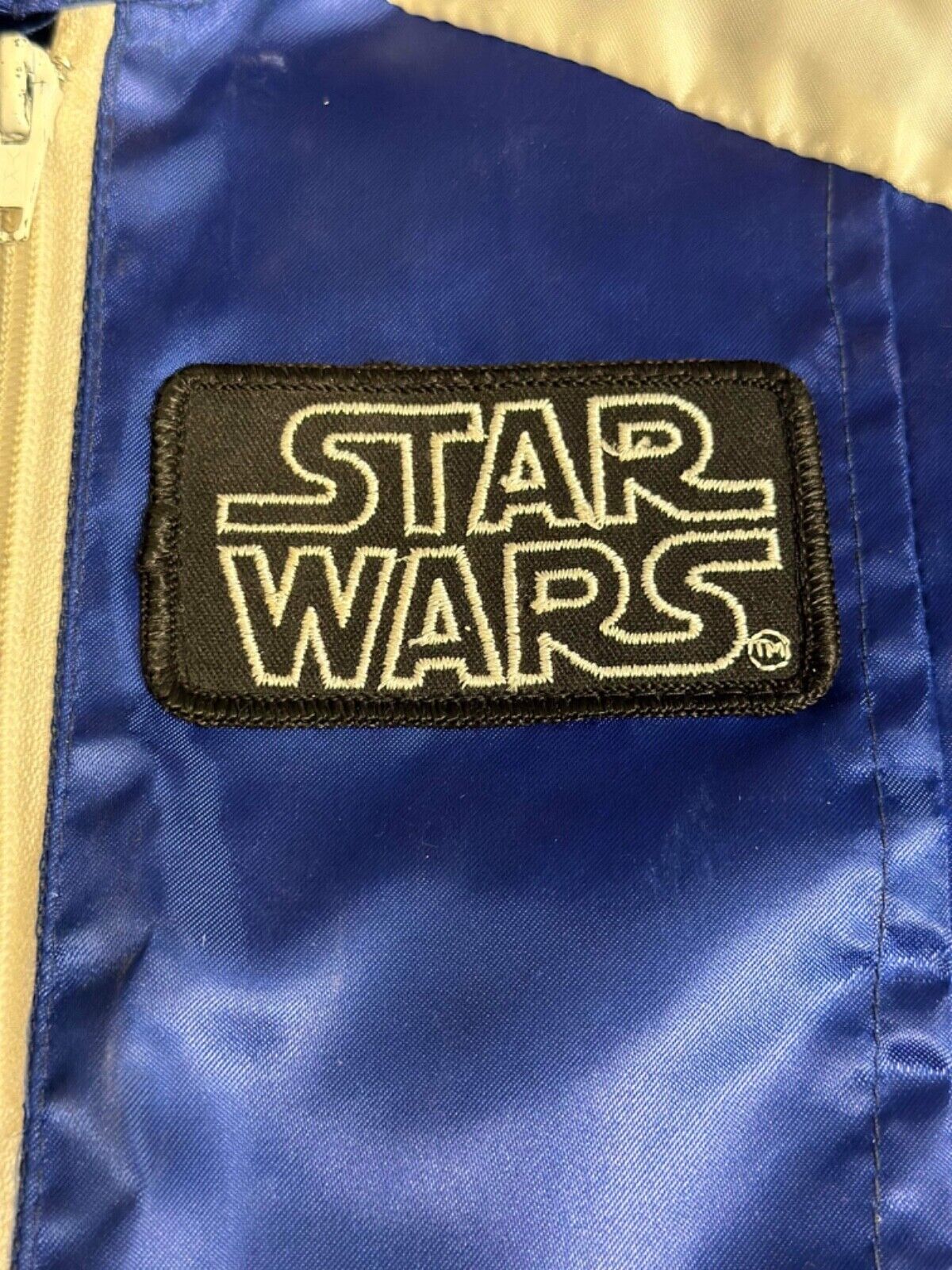 Vintage Original Childs Star Wars BL & WHT Satin Jacket - Very Rare VCTY