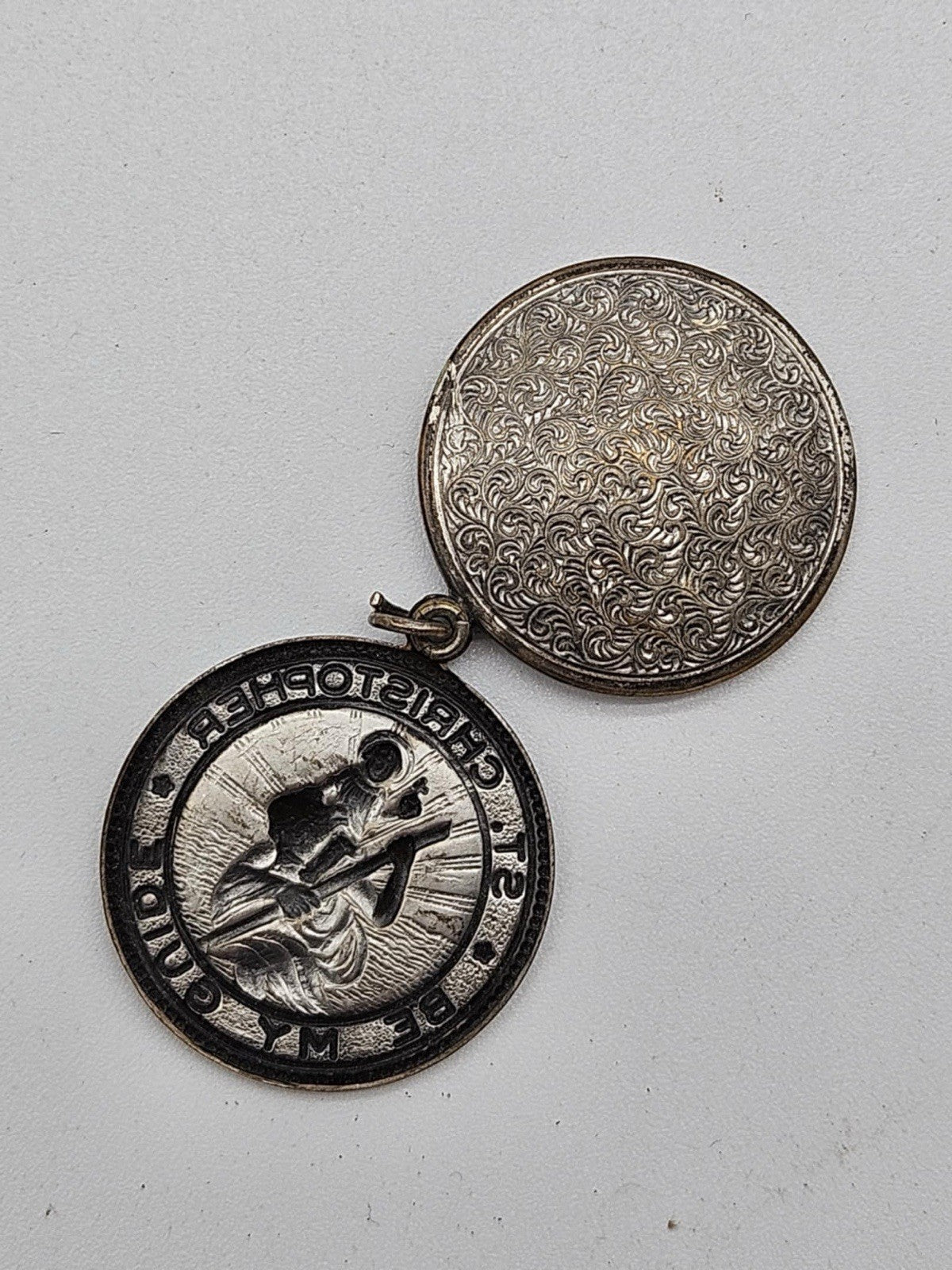 Vintage Sterling St Christopher Medal M De Jean Sterling