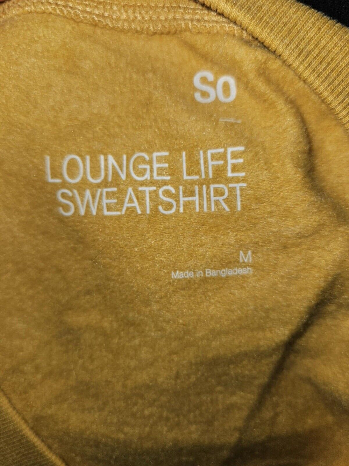 lounge life SO small womens sweatshirt cropped long sleeve yellow white