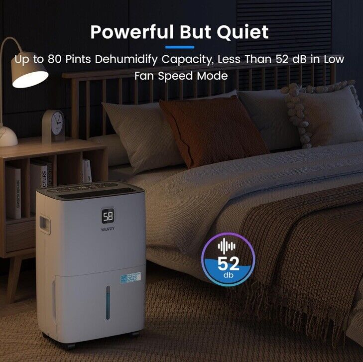 Yaufey 80 Pints Energy Star Dehumidifier for Basement, Home and Room up to 5000
