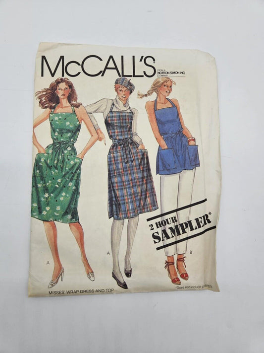 Wrap Dress Top Pockets XS S M L 6-20 McCalls Sewing Pattern VTG Sample Sampler