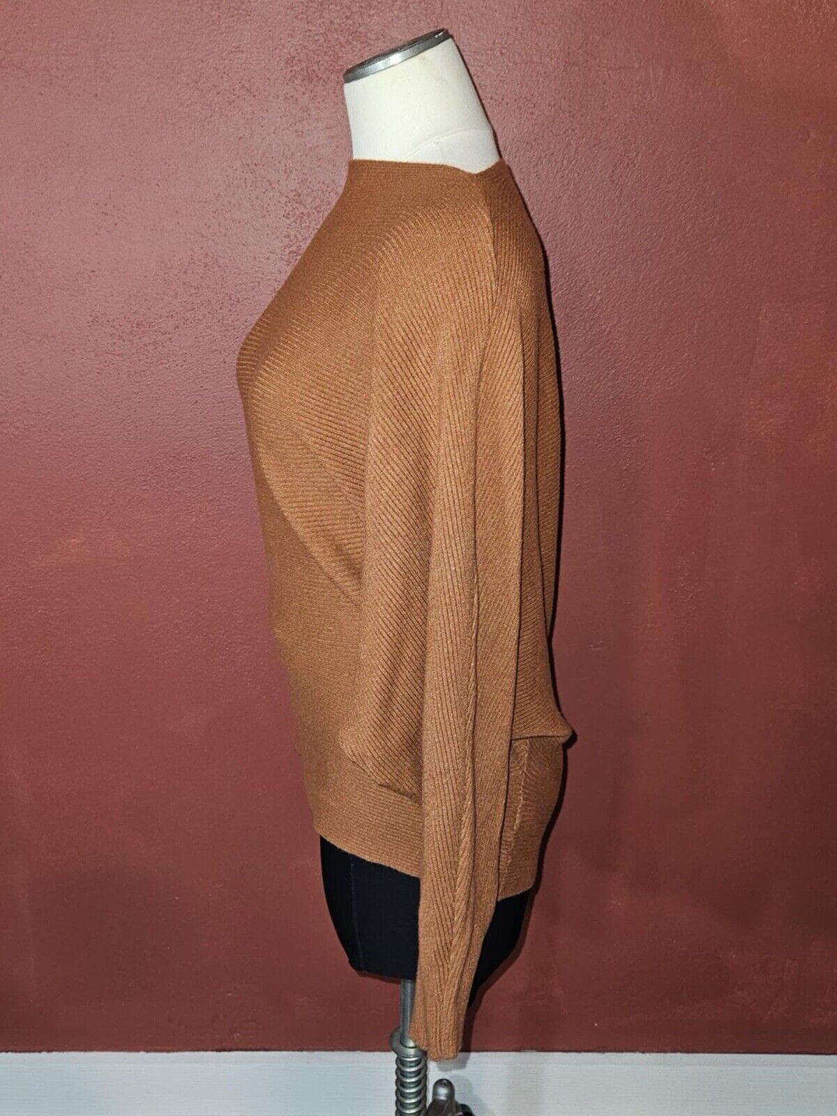 BCBGMAXAZRIA CAMILLE Ribbed Wool Yak Blend Knit Sweater Women One Sz Fits All