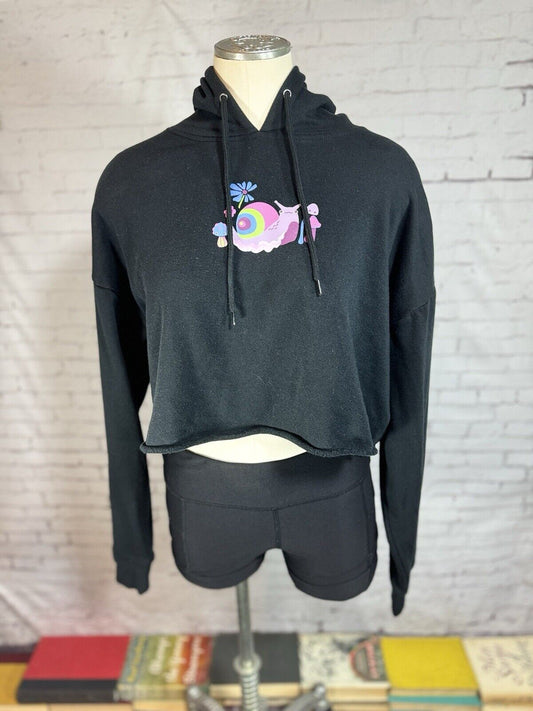 Women’s SZ M 1/4 A.LAB Zaira Forage Black Crop Hoodie - WCLTH 001