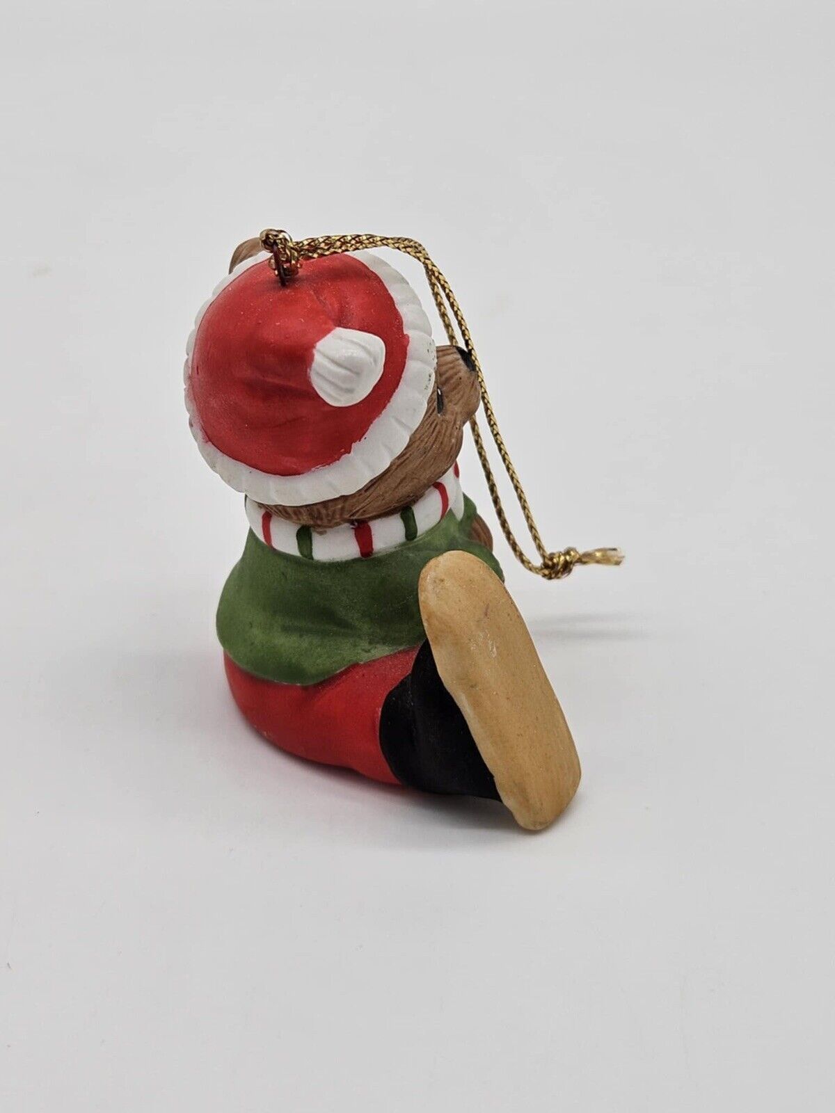 Vintage Pair Homco Bear Christmas Ornaments Skater Skier 5513 Home Interiors