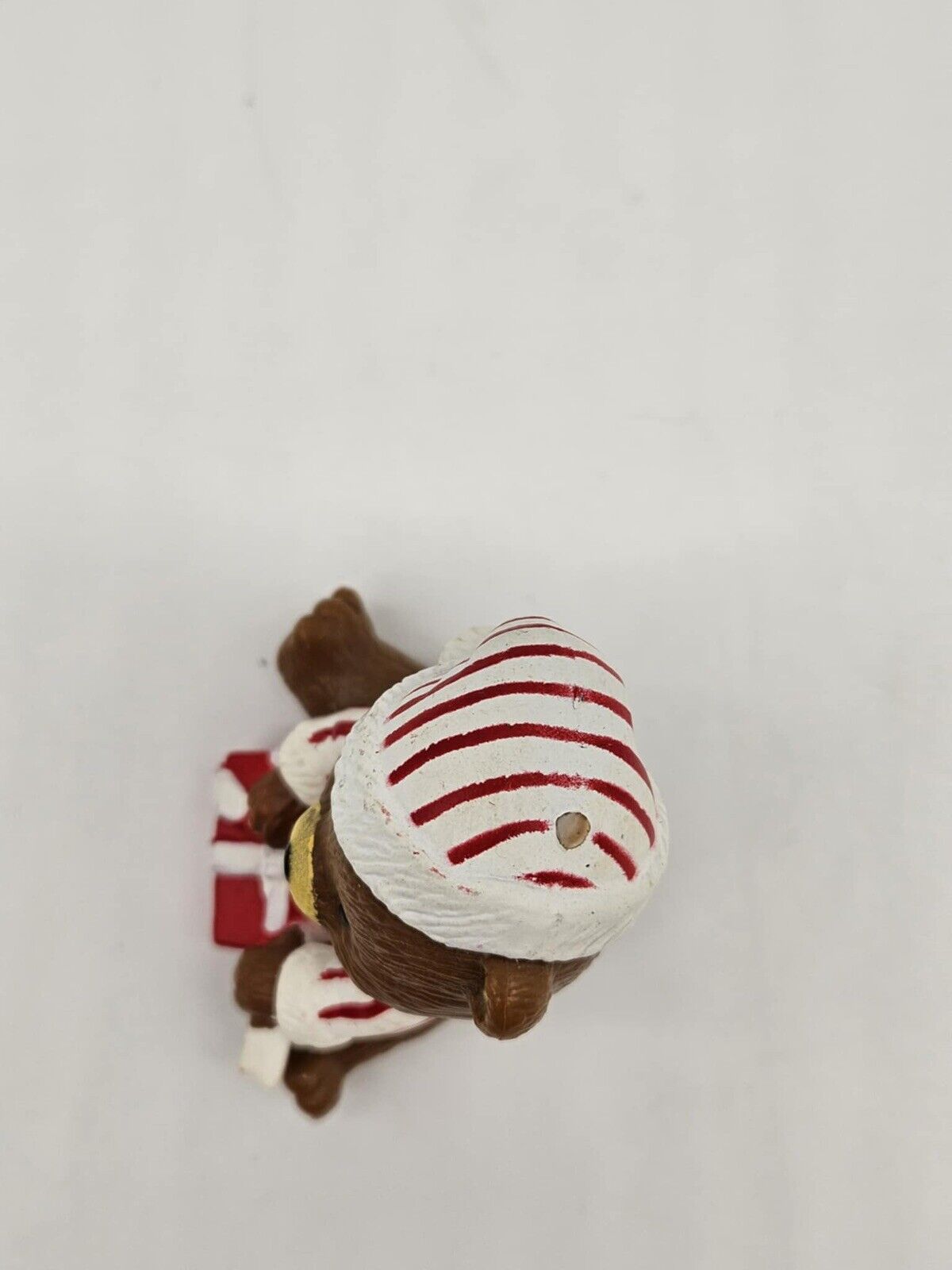 2 Vintage Christmas Teddy Bears In Pajamas With Present Ornament