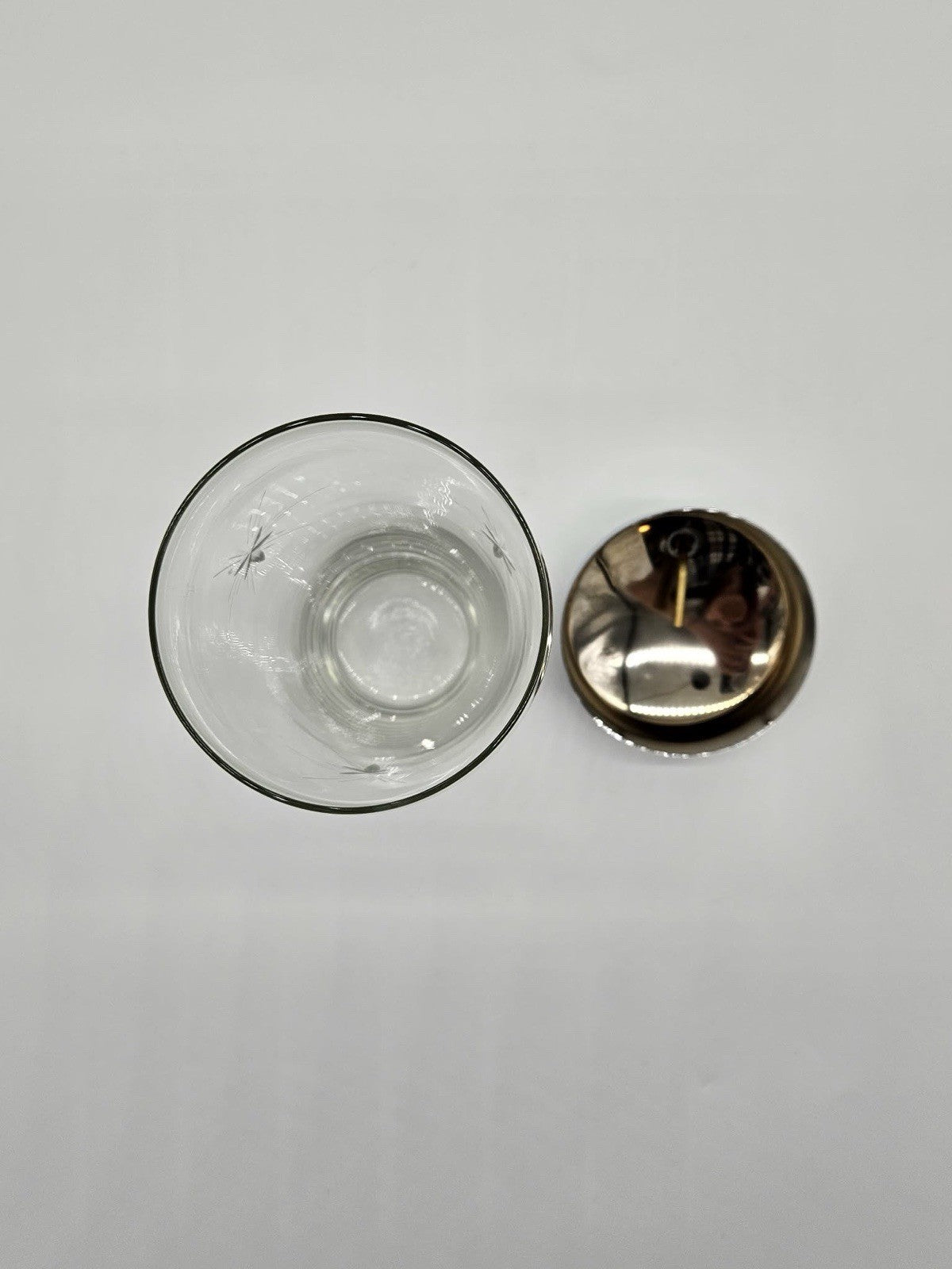 Vintage Etched Glass/Chrome Cocktail Shaker Mid-Century Starburst Barware 8.5"