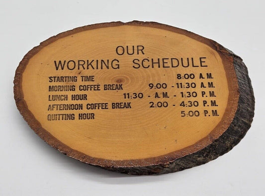 ☕️ Funny gag work gift Vintage Estes Park CO Working hours  wood slab log sign
