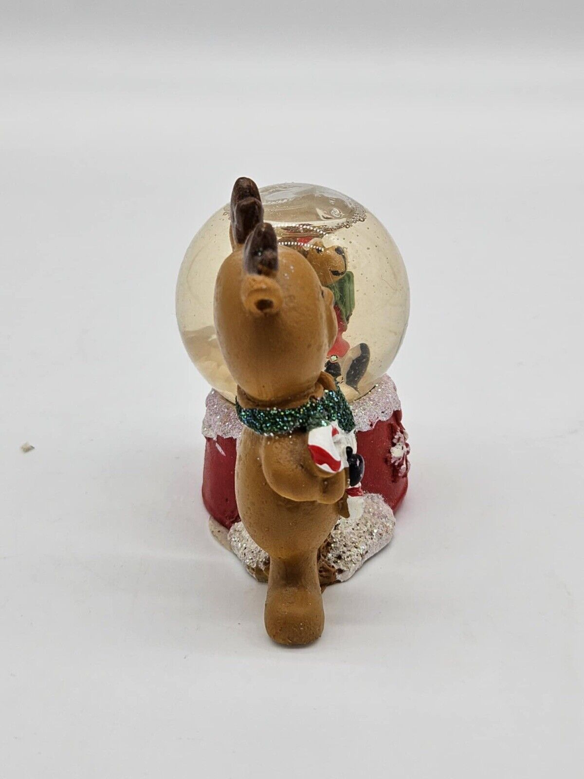 Adorable Ceramic Christmas Reindeer Holding Reindeer Snow Globe