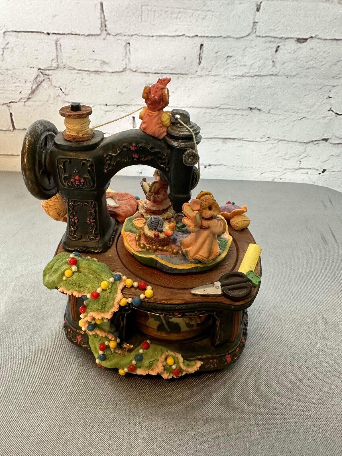 Mice Playing on Sewing Machine Music Box - Plays “We’ve Only Just Began” VFG