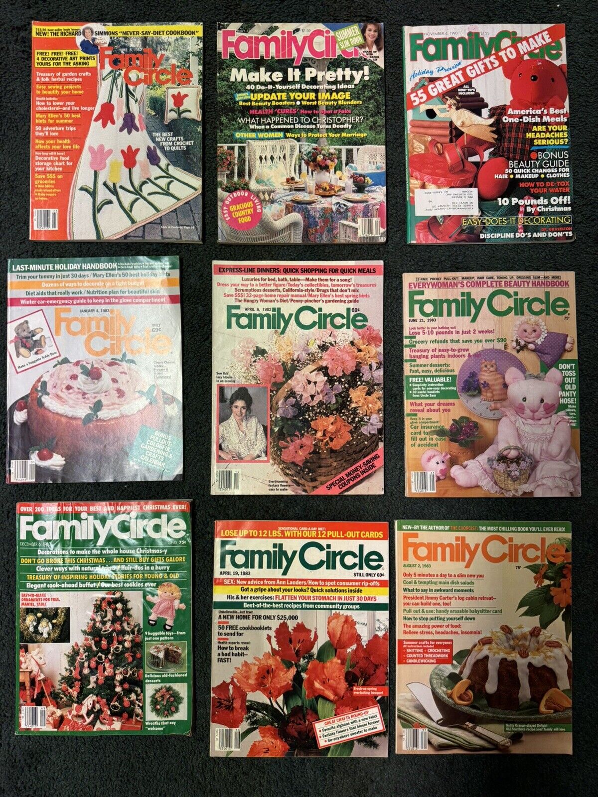 Family Circle magazine lot - Early 1980's lot of 9 - Vintage Back Issue