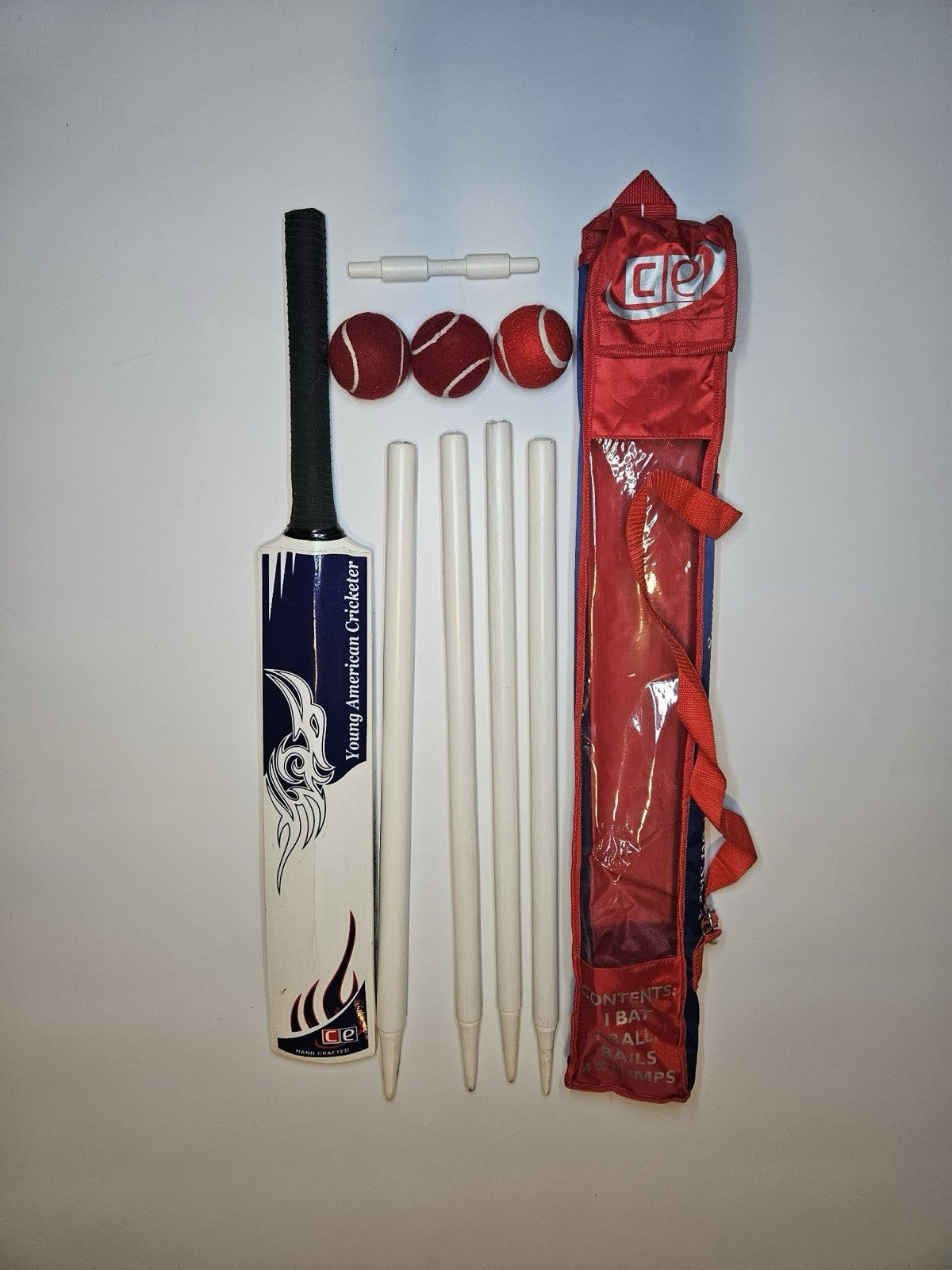 Junior Cricket Bat Set Wooden Gift Size 4, 6 Includes Stumps Balls Bat Case...