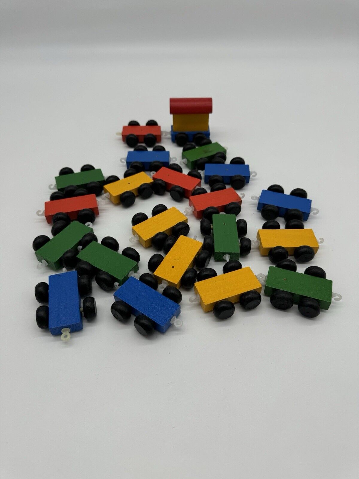Wooden Train w/ Wheels & Caboose - Lot of 20